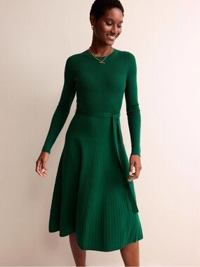 Boden Lola Knitted Midi Dress Emerald Green